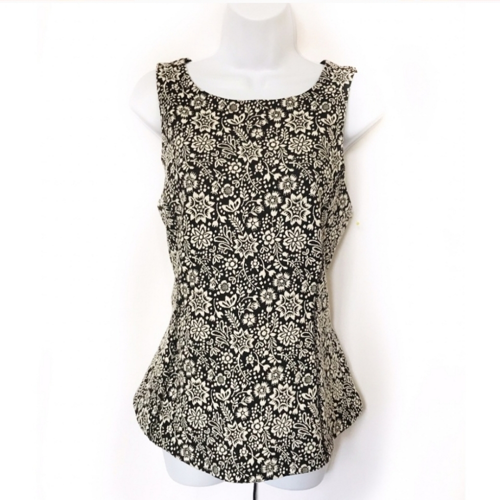 Anthropology Vanessa black and white embroidery corset top